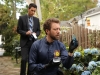 BONES:  Hodgins (TJ Thyne, R) looks for clues in the murder investigation of a college psychology professor in the "The Mutilation of the Master Manipulator" episode of BONES airing Thursday, Dec. 4 (8:00-9:00 PM ET/PT) on FOX.  Also pictured:  John Boyd, L.  ©2014 Fox Broadcasting Co.  Cr:  Jordin Althaus/FOX