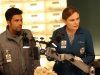 BONES: Rodolfo Fuentes (guest star Ignacio Serricchio, L) and Brennan (Emily Deschanel, R) examine evidence in the "The Psychic in the Soup" Spring Premiere episode of BONES airing Thursday, March 26 (8:00-9:00 PM ET/PT) on FOX.  ©2015 Fox Broadcasting Co. Cr: Patrick McElhenney/FOX