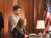 BONES:  Brennan (Emily Deschanel, third from L), Booth (David Boreanaz, L) and Caroline Julian (guest star Patricia Belcher, second from L) ask Judge Michael (guest star Linda Lavin, R) for a warrant in the second part of the special two-hour "The Lost in the Found"/"The Verdict in the Victims" episode of BONES airing Thursday, May 7 (8:00-10:00 PM ET/PT) on FOX.  ©2015 Fox Broadcasting Co.  Cr:  Patrick McElhenney/FOX