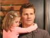 BONES:   Booth (David Boreanaz, R) tries to make amends with Brennan in the "The Woman in the Whirlpool" episode of BONES airing Thursday, May 28 (8:00-9:00 PM ET/PT) on FOX.  Also pictured:  guest star Sunnie Pelant, L. ©2015 Fox Broadcasting Co.  Cr:  Patrick McElhenney/FOX