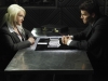 BONES:  Booth (David Boreanaz, R) questions Avalon Harmonia (guest star Cyndi Lauper, L), a psychic who  helped provide leads in a murder investigation but then became a prime suspect, in the BONES season premiere episode "Harbingers in the Fountain" airing Thursday, Sept. 17 (8:00-9:00 PM ET/PT) on FOX.  ©2009 Fox Broadcasting Co.  Cr:  Greg Gayne/FOX