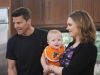 BONES:  L-R:  Guest star Sunnie Pelant, David Boreanaz and Emily Deschanel in the "The Loyalty in the Lie" season premiere of BONES airing Thursday, Oct. 1 (8:00-9:00 PM ET/PT) on FOX.  ©2015 Fox Broadcasting Co.  Cr:  Ray Mickshaw/FOX