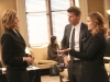 BONES:  L-R:  Guest star Brenda Strong, David Boreanaz and Emily Deschanel in the "The Senator in the Street Sweeper" episode of BONES airing Thursday, Nov. 5 (8:00-9:00 PM ET/PT) on FOX.  ©2015 Fox Broadcasting Co.  Cr:  Patrick McElhenney/FOX