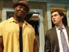 THE FINDER:  Leo (Michael Clarke Duncan, L) and Dr. Lance Sweets (guest star John Francis Daley of BONES, R) listen as Walter explains a theory on their case in the